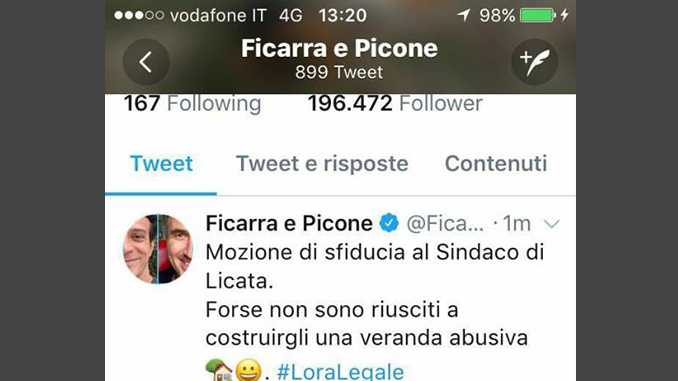 Il tweet di Ficarra e Picone
