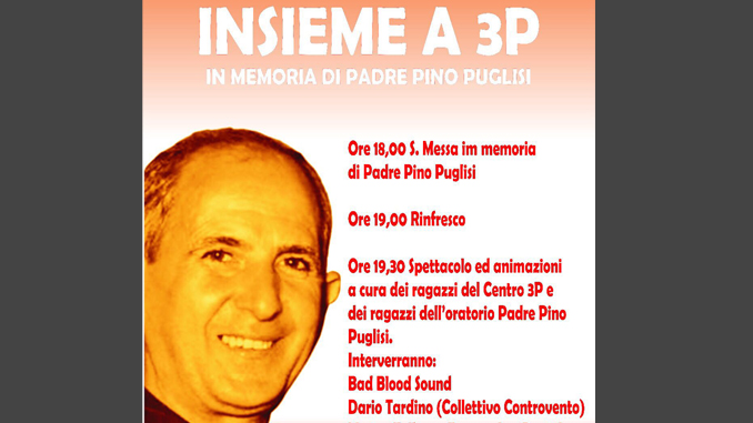 La locandina dell'evento dedicato a padre Pino Puglisi