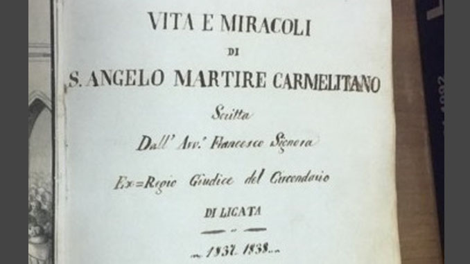 La copertina del manoscritto di Francesco Signora