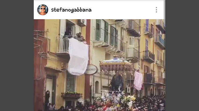 Il video dell'Addolorata postato da Gabbana